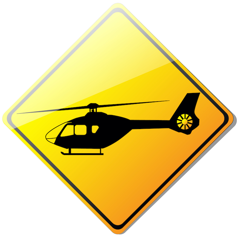 Yellow Helicopter sign